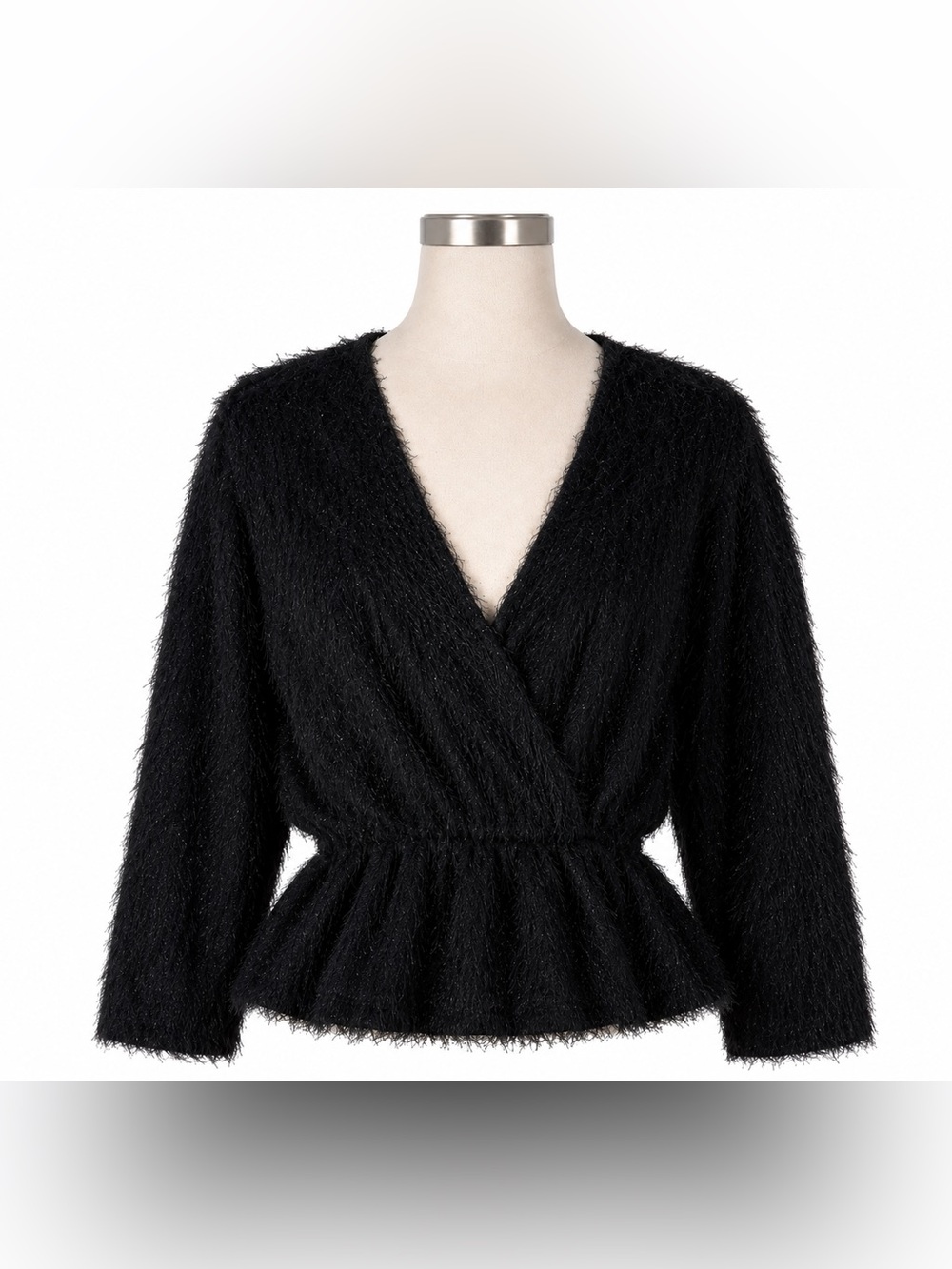 & OTHER STORIES BLACK PEPLUM HEM FEATHER BLOUSE. SIZE 10